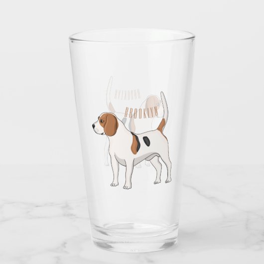 Beagle Cartoon Glas (Rückseite)