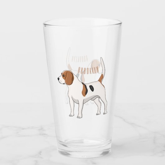 Beagle Cartoon Glas (Vorderseite)