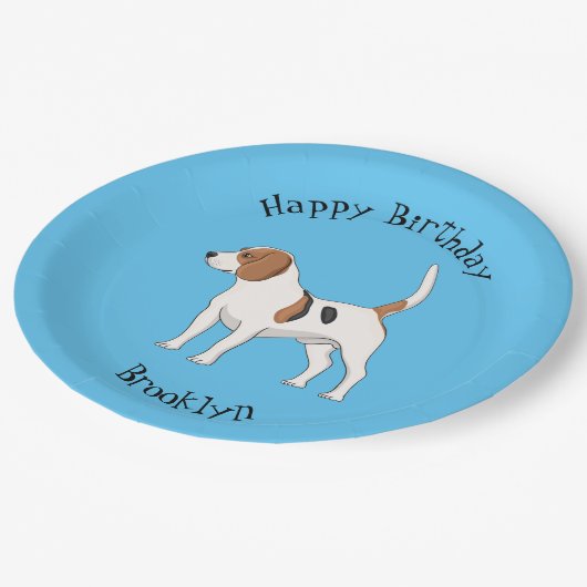 Beagle Cartoon Pappteller (Schrägansicht)