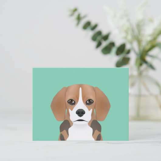 Beagle Cartoon Postkarte (Stehend Vorderseite)