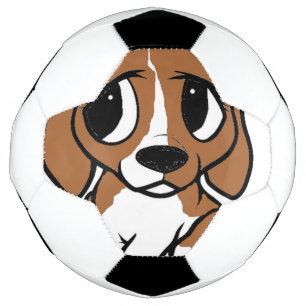 Beagle Cartoon rot weiß Fußball