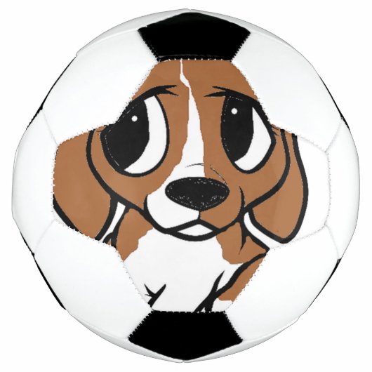 Beagle Cartoon rot weiß Fußball (Vorderseite)