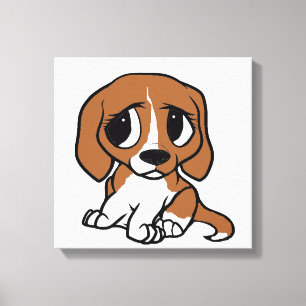 Beagle Cartoon rot weiß Leinwanddruck