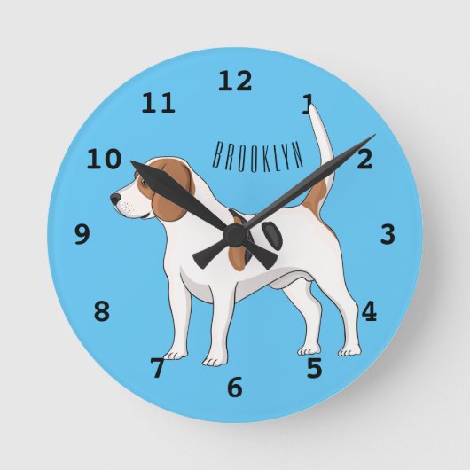 Beagle Cartoon Runde Wanduhr (Vorderseite)
