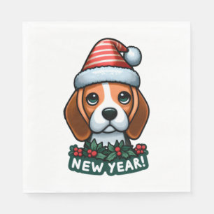 Beagle Cheer Fest Neujahr wünscht klassische T-Shi Serviette