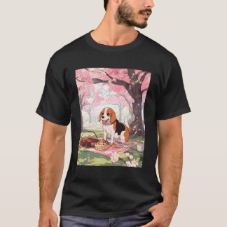 Beagle Cherry Blossom Funny Dog Picnic T-Shirt