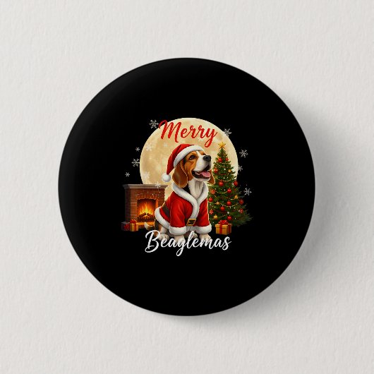 Beagle Christmas Beagle Costume Beagle Xmas Merry Button (Vorderseite)