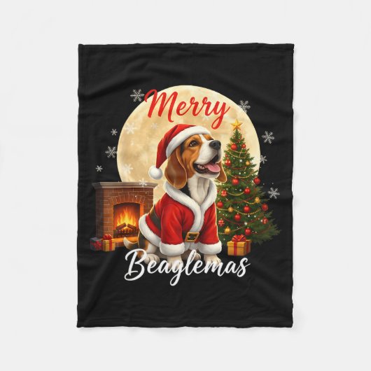 Beagle Christmas Beagle Costume Beagle Xmas Merry Fleecedecke (Vorderseite)