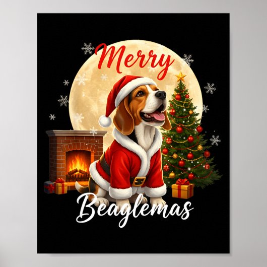 Beagle Christmas Beagle Costume Beagle Xmas Merry Poster (Vorne)