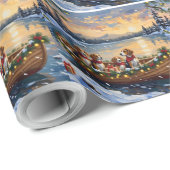 Beagle Christmas Boat Holiday Geschenkpapier (Rolleneckpunkt)