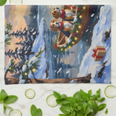 Beagle Christmas Boat Holiday Geschirrtuch (Gefaltet)