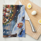 Beagle Christmas Boat Holiday Geschirrtuch (Viertel Falte)