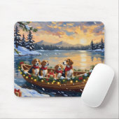 Beagle Christmas Boat Holiday Mousepad (Mit Mouse)