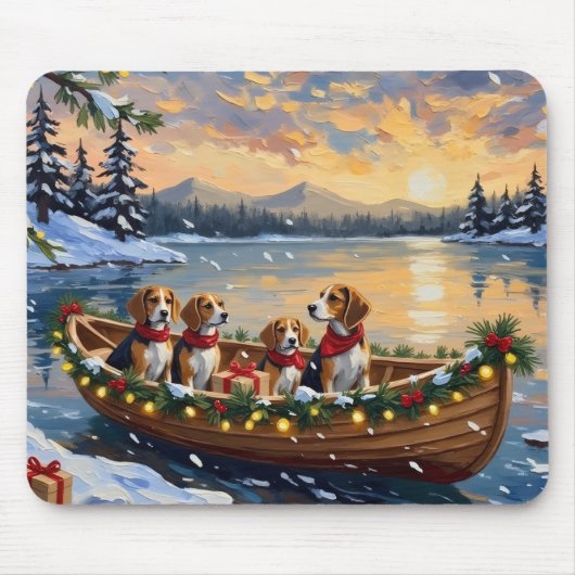 Beagle Christmas Boat Holiday Mousepad (Vorne)