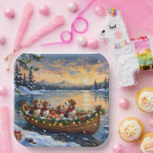 Beagle Christmas Boat Holiday Pappteller (Party)