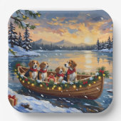 Beagle Christmas Boat Holiday Pappteller (Vorderseite)