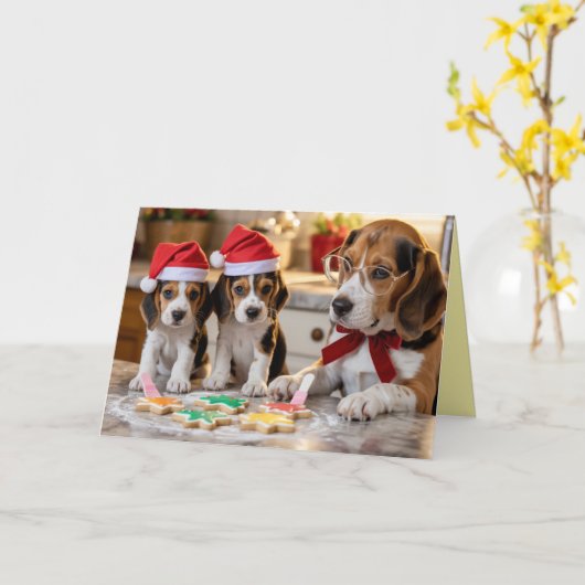 Beagle Christmas Cookie Card Karte (Gelbe Blume)
