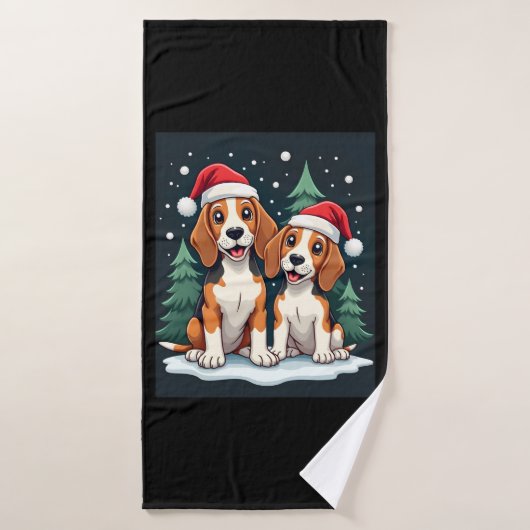 Beagle Christmas Dog Owner Xmas Holiday Pajama Lon Badehandtuch (Badehandtuch)