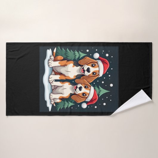 Beagle Christmas Dog Owner Xmas Holiday Pajama Lon Badehandtuch (Badehandtuch)
