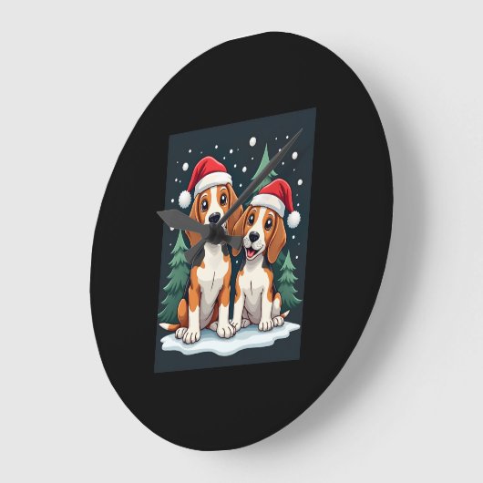 Beagle Christmas Dog Owner Xmas Holiday Pajama Lon Große Wanduhr (Winkel)