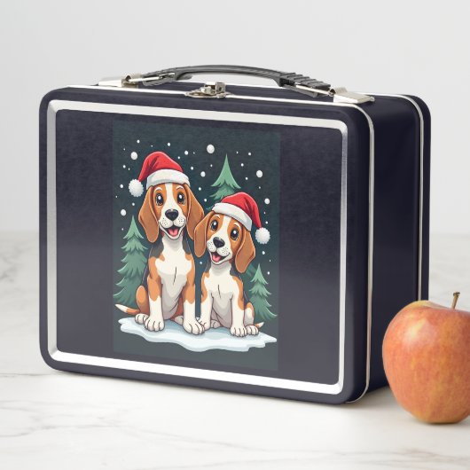 Beagle Christmas Dog Owner Xmas Holiday Pajama Lon Metall Brotdose (Beispiel)