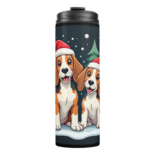 Beagle Christmas Dog Owner Xmas Holiday Pajama Lon Thermosbecher (Vorderseite)