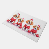 Beagle Christmas Dress Santa Hat Fußmatte (Schrägansicht)