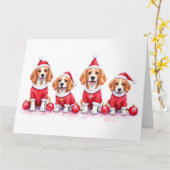 Beagle Christmas Dress Santa Hat Karte (Gelbe Blume)