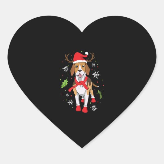 Beagle Christmas Funny Christmas Gift Herz-Aufkleber (Vorderseite)
