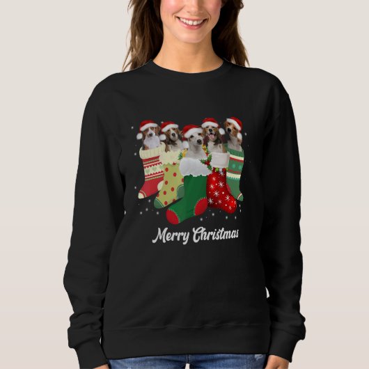 Beagle Christmas In Socks Cute Beagle Dog Christma Sweatshirt (Vorderseite)