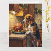 Beagle Christmas Kitchen Counter Sniffer Karte (Gelbe Blume)
