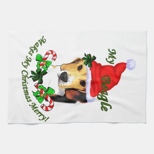 Beagle Christmas Merry Handtuch (Horizontal)