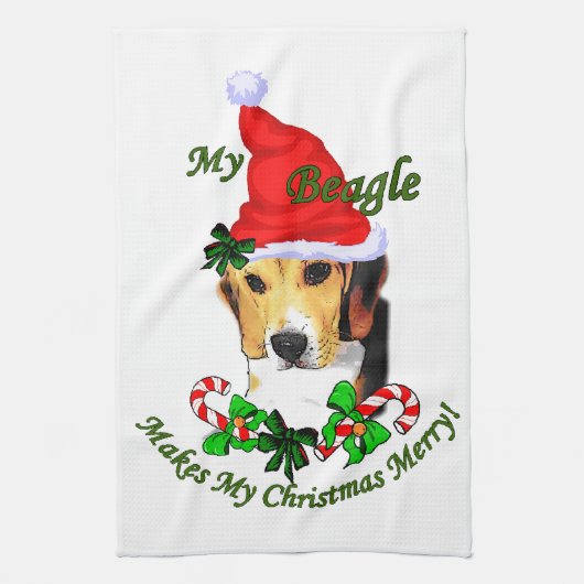 Beagle Christmas Merry Handtuch (Vertikal)