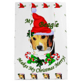 Beagle Christmas Merry Mittlere Geschenktüte (Rückseite)