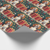Beagle Christmas Morning Gift-Unboxing Painting Geschenkpapier (Ecke)