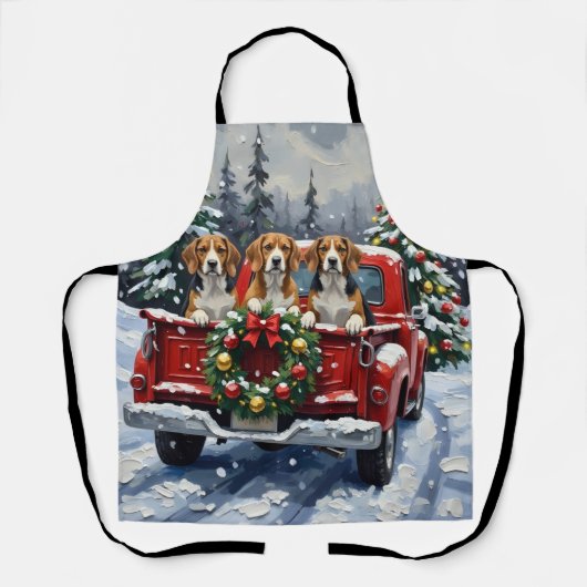 Beagle Christmas Red Truck Holiday Schürze (Vorderseite)