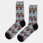 Beagle Christmas Red Truck Holiday Socken (Linkes Detail)