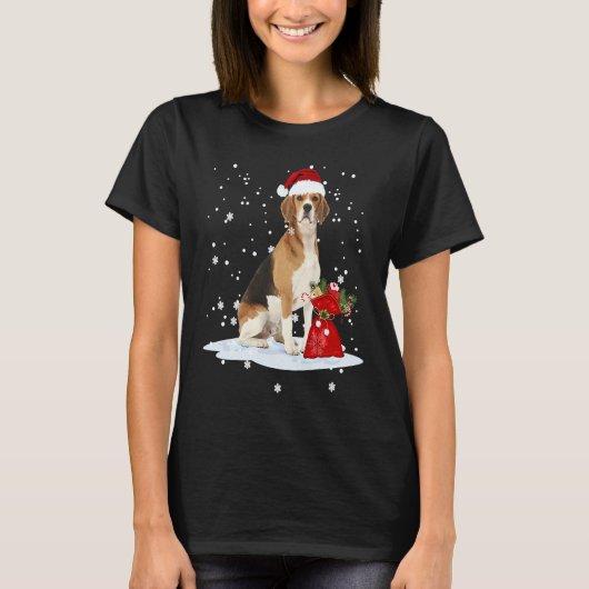 Beagle Christmas  Santa Hat Animal  Kids T-Shirt (Vorderseite)