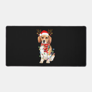Beagle Christmas Tee Reindeer Christmas Lights Schreibtischunterlage