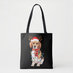 Beagle Christmas Tee Reindeer Christmas Lights Tasche