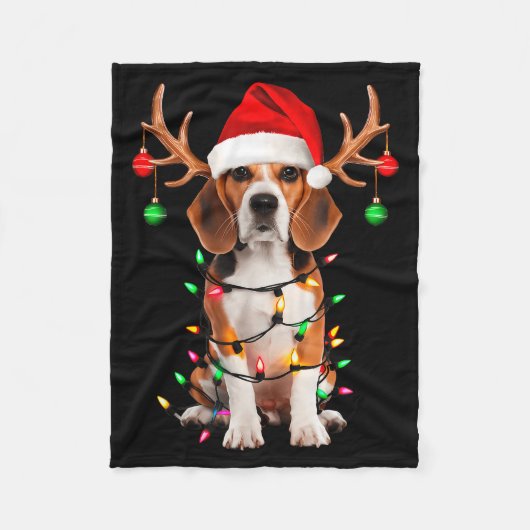 Beagle Christmas Tree Shirt Beagle Santa Hat Lover Fleecedecke (Vorderseite)