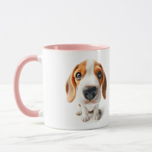 Beagle close-up Mug with you name Tasse (Links)
