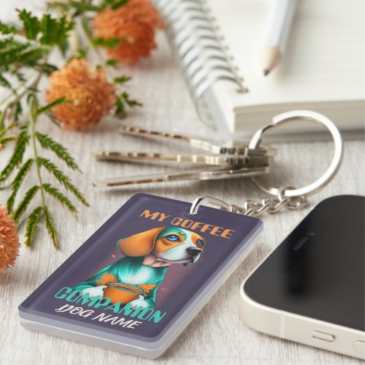Beagle Coffee Companion Funny Beagle Eigentümer Schlüsselanhänger (Vorderseite rechts)