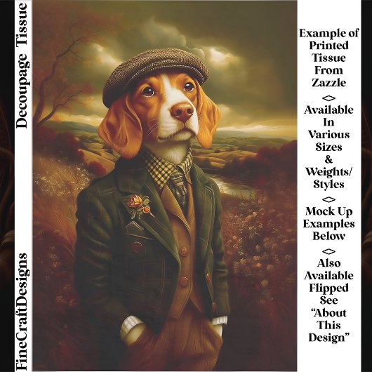 Beagle Country Gentleman Landscape EX9R Decoupage Seidenpapier