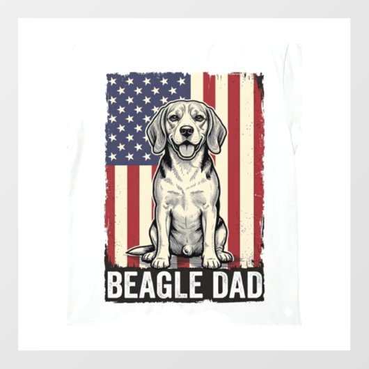 Beagle Dad Patriotic Vintage Dog Shirt Design_1 Fensteraufkleber (Blatt)