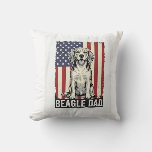Beagle Dad Patriotic Vintage Dog Shirt Design_1 Kissen (Vorderseite)