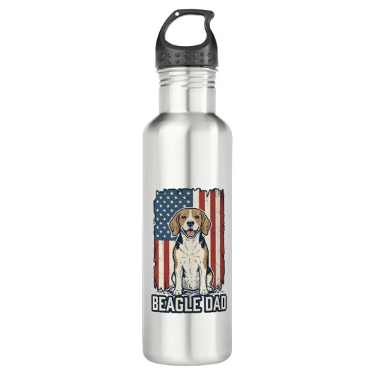 Beagle Dad Patriotic Vintage Engraving Dog Design_ Edelstahlflasche (Vorderseite)