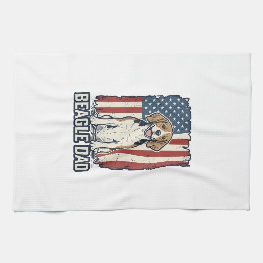 Beagle Dad Patriotic Vintage Engraving Dog Design_ Geschirrtuch (Horizontal)