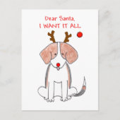 Beagle Dear Santa Feiertagspostkarte (Vorderseite)