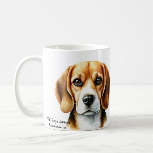 Beagle der Wasserfarbe Kaffeetasse (Links)